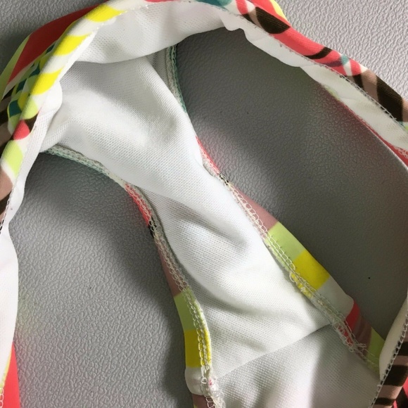 First Kiss Bikini Bottom Size Medium Multi Colored Plaid Stripe - Picture 9 of 10